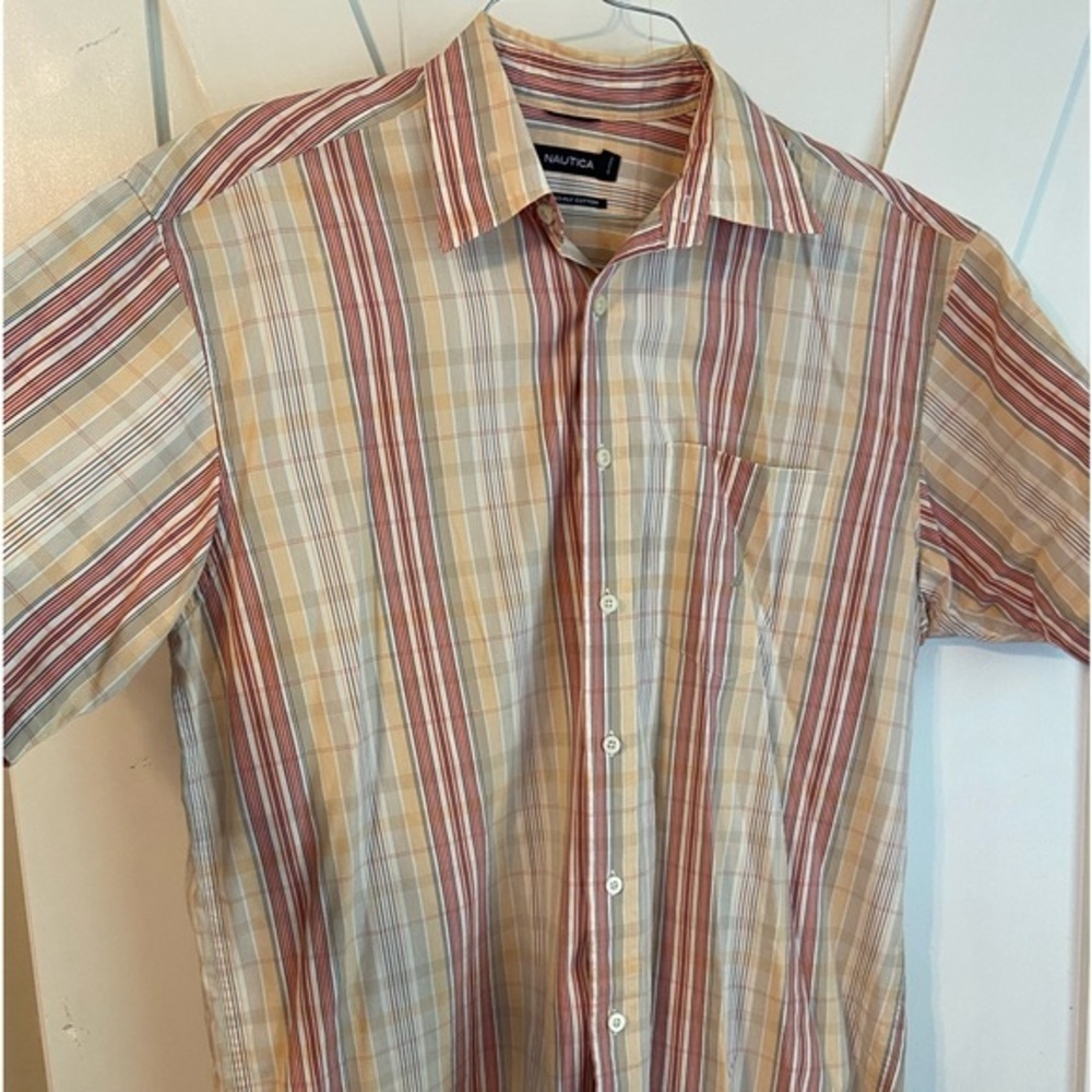 Nautica large two ply cotton mens button down shirt